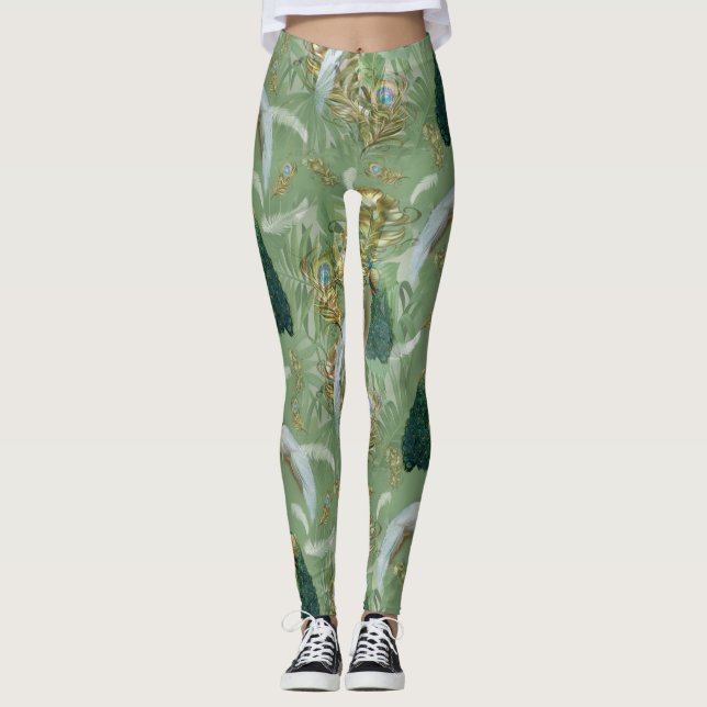 Leggings Imaginaire Royal-Peacocks blanc et bleu (Devant)
