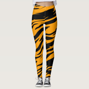 Leggings Impression Animale Rayures De Tigre Orange