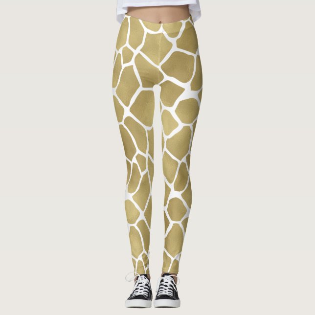 Leggings Impression de girafe or (Devant)