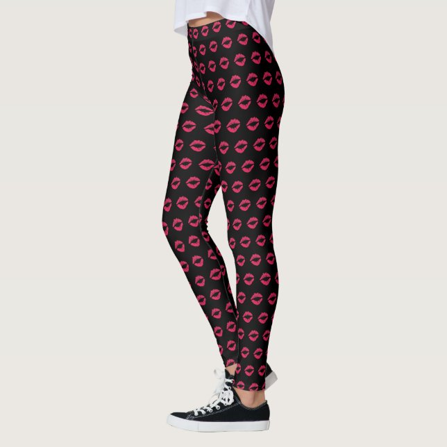 Leggings Impression de lèvres Fuchsia (Gauche)
