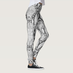 Leggings Impression de peau de serpent blanc