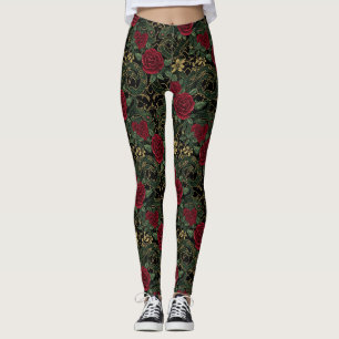 Leggings Impression de rose serpent