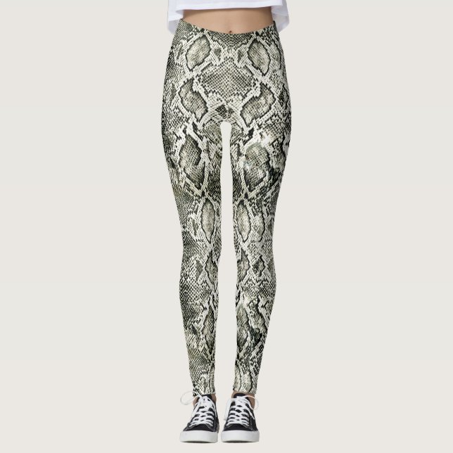 Leggings Impression de serpent blanc (Devant)