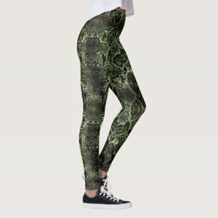 Leggings Impression de serpent vert