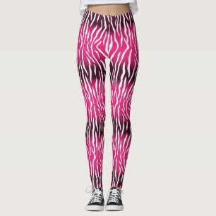 Leggings Impression de tigre rose et blanc dégradé