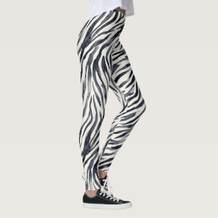 Leggings Impression de zèbre noir et blanc
