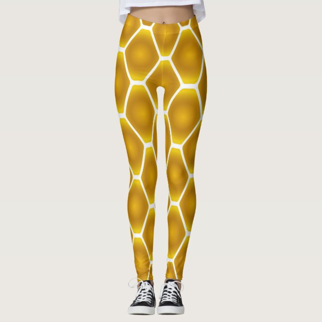 Leggings Impression diamant de serpent jaune (Devant)