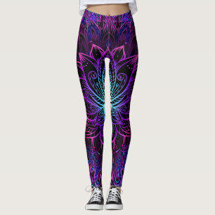 Leggings Impression du boho de fleur Neon Lotus