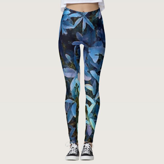 Leggings Impression Feuille bleue (Devant)