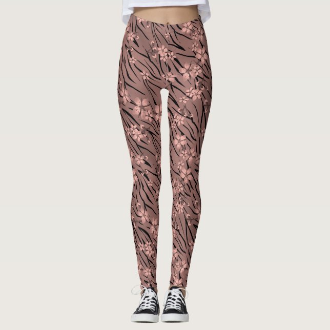 Leggings Impression florale de tigre (Devant)