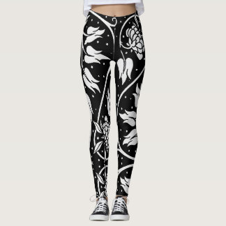 Leggings Impression florale noire et blanche de HotLeggings