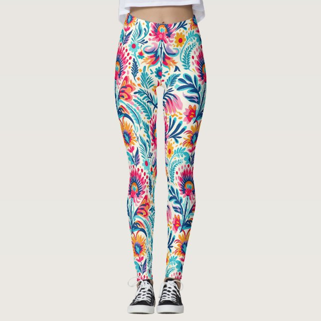 Leggings Impression florale Whimsical Bohème surdimensionné (Devant)