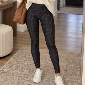 Leggings Impression léopard au charbon foncé