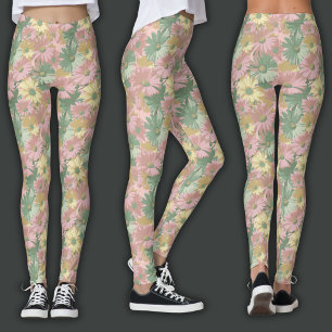 Leggings Impression Rétro   Floral Aquarelle