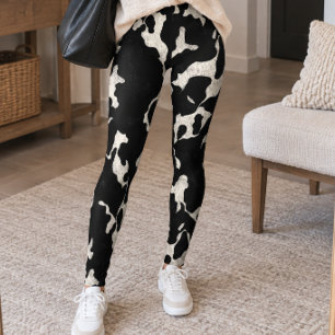 Leggings Impression vache noir et blanc
