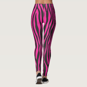 Leggings Impression zèbre rose et noir