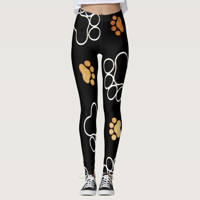 Leggings Imprimantes de pied de chien de chien de compagnie (Devant)