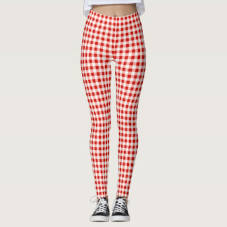 Leggings Imprimé carreaux rouge et blanc Gingham