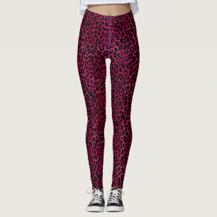 Leggings Imprimé chic léopard rouge noir