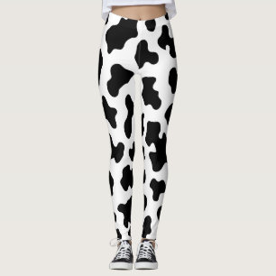 Leggings Imprimé cuir de vache noir et blanc