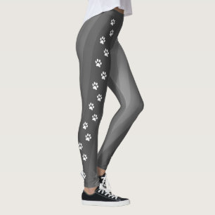 Leggings Imprimé de patte noir et blanc en bande diagonale 