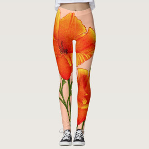 Leggings imprimé de pavot orange en Californie