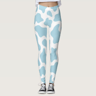 Leggings imprimé de vache bleu pastel kawaii
