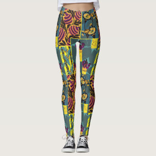 Leggings Imprimé floral violet et sarcelle maximaliste vibr