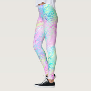 Leggings Imprimé léopard arc-en-ciel scintillant chic fémin