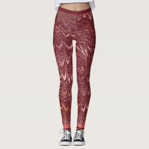 Leggings imprimé marbre rouge brique
