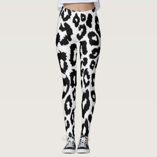 Leggings Imprimé peau de léopard noir et blanc