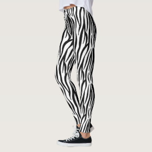 Leggings imprimé zèbre noir blanc