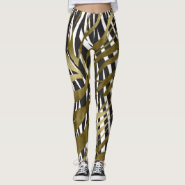 Leggings Imprimé zèbre noir et or Safari chic glamour
