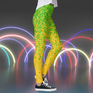 Leggings Imprimer les taches orange jaune et verte