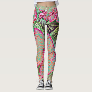 Leggings imprimés botaniques de feuille de Caladiu