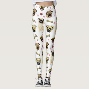 Leggings imprimés Pug blanc