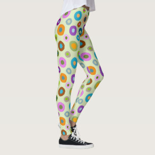 Leggings in farbenfrohen Punkten auf hellgrün