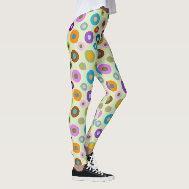 Leggings in farbenfrohen Punkten auf hellgrün (Rechts)