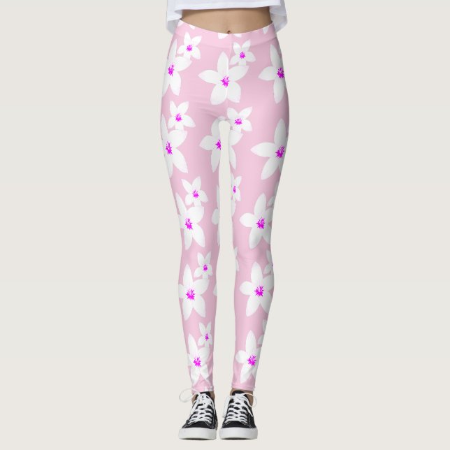 Leggings in hellrosa Blüten (Vorderseite)