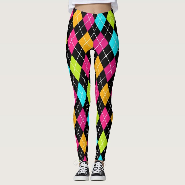Leggings in mehrfarbigen Raute für Frauen (Vorderseite)