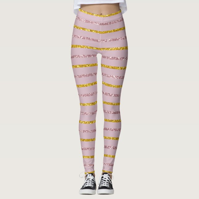 Leggings in Rosa und Gold (Vorderseite)