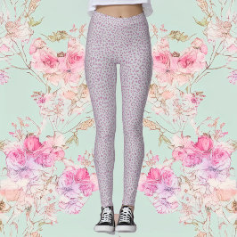 Leggings in Rosa und Grau-Leopard