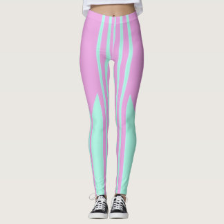 Leggings in Rosa und Grün gestreift