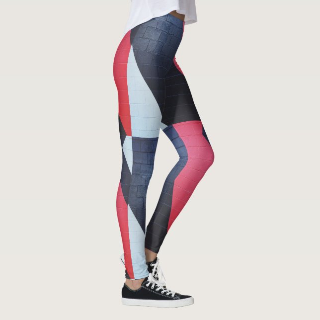 Leggings in Rot und Grau-Ziegelmauer (Rechts)