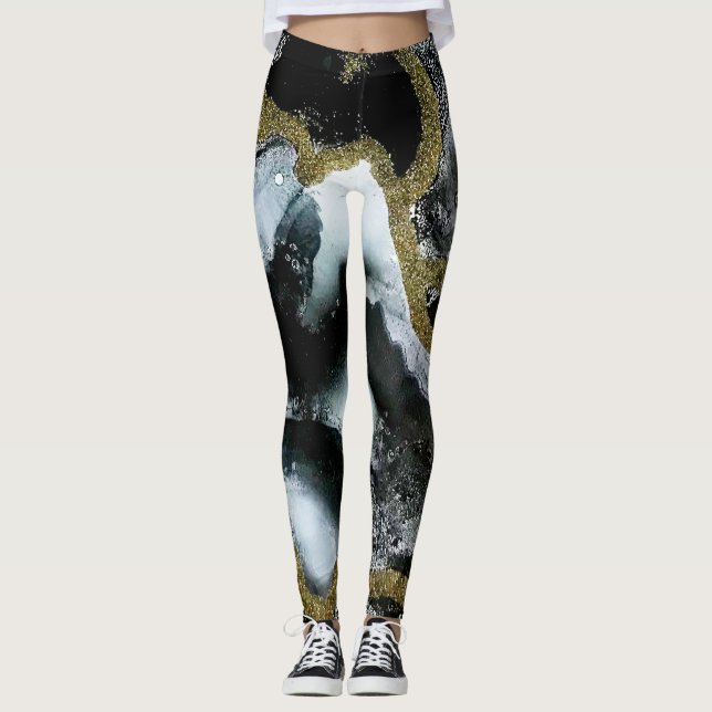 Leggings in Schwarz, Weiß und Gold | Modern & chic (Vorderseite)