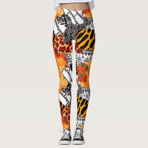 Leggings in weißer und orangefarbener Optik