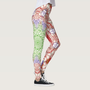 Leggings Inde Mehndi Style Mandala - bleu rouge