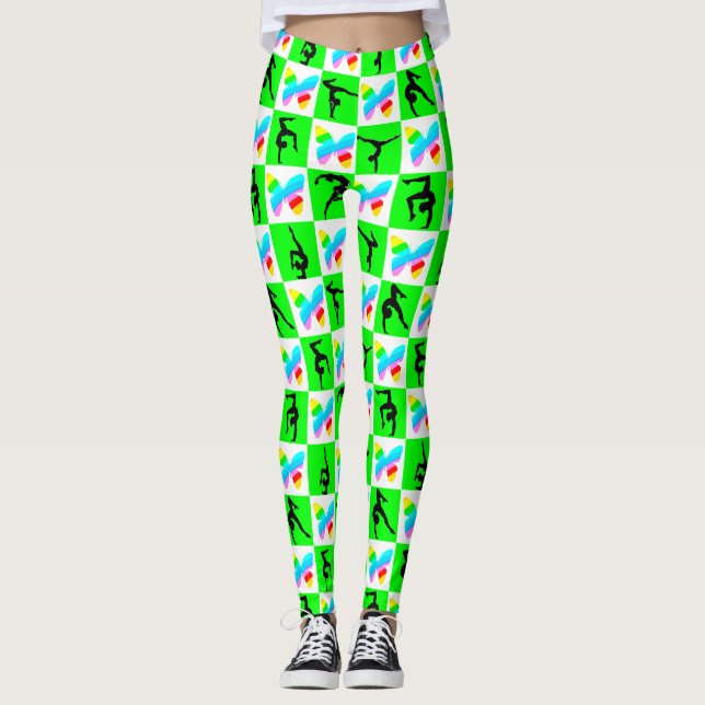 LEGGINGS INSPIRER DES GYMNASTIQUES VERTS EN BOUTEILLE (Devant)