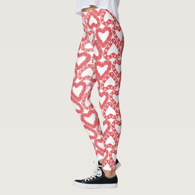 Leggings Intricate Red Ornamental Heart Tile (Gauche)