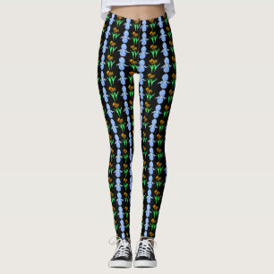 Leggings Iris bleus et tulipes jaunes et rouges 
